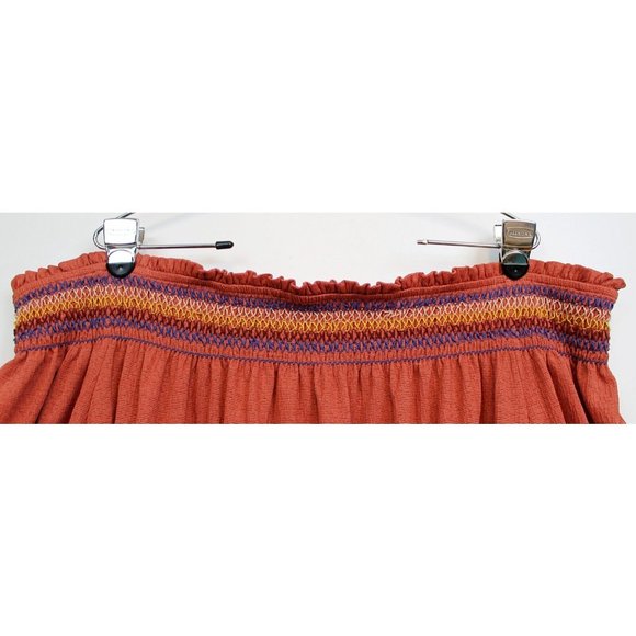 Flower & Feather + Woman Off Shoulder Peasant Hippy Shirt Boho Shirred Stretchy - Picture 2 of 6